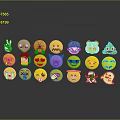 Set Of Colorful Emoji Characters With Various Expressions And Reflection