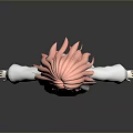 Game Movie Character With Pink Long Hair White Dress Arms Outstretched 3D Model Dark Background