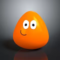 Cute Orange Rounded Doll With Big Eyes Smiling Face And Shiny Surface 3d model