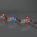Event Display Wall With Multiple Exhibition Stands Colorful Panels And