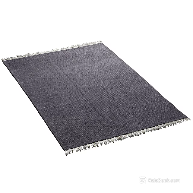 Square Gray Rug With Fringe Edges Minimalist Design For Living Room Floor Decor 3d model 