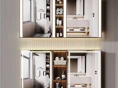 Modern mirror bathroom mirror bathroom cabinet combination model