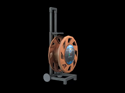Industrial Cable Reel Equipment With Metal Stand And Mobile Wheels Design 3d model