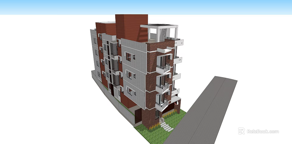 Modern Multi Storey Residential Building Exterior With Balconies Windows And Contemporary Design 3d model 