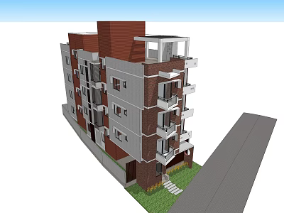 Modern Multi Storey Residential Building Exterior With Balconies Windows And Contemporary Design 3d model