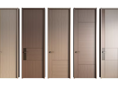Modern Stylish Swing Doors With Various Panel Designs And Wooden Finishes For Home Interior 3d model