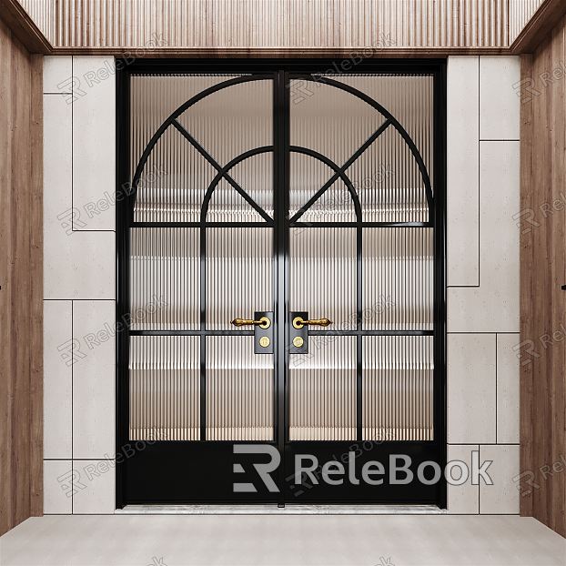 Modern double door glass double door Changhong glass door opposite door model