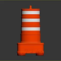 Orange Traffic Barrel With White Reflective Stripes Square Base Durable Plastic For Road Safety