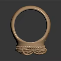 Copper Ring With Engraved Two Faces Braided Pattern And Side Letter H Design 3d model