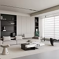 Modern Living Room Interior With Light Gray Sofa Black Floor Lamp And Large Window Blinds