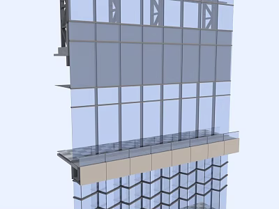 Modern Architectural Building Component With Glass Curtain Wall And Metal Frame Structure 3d model