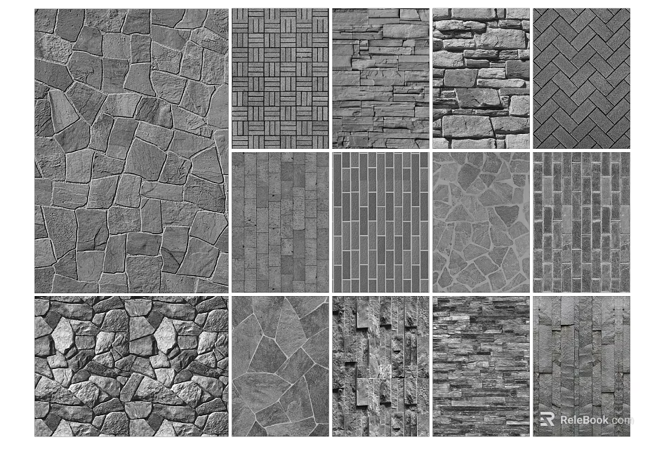 Various Natural Stone Textures for Garden Decorative Paving and Wall Design 3d model 