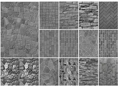 Various Natural Stone Textures for Garden Decorative Paving and Wall Design 3d model