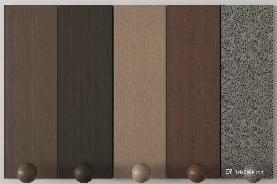 Stylish Decorative Wall Panels with Various Colors Textures and Display Balls 3d model