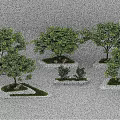 Modern Tree Planters With Green Trees Lush Grass And Creative Designs For Outdoor Landscape Decoration