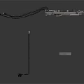 3D Rendering Of Industrial Mechanical Equipment With Curved Arm Vertical Structure And Components