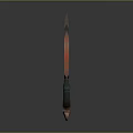 Unique Dagger Weapon Design With Orange Green Blade And Blue Circular Gem