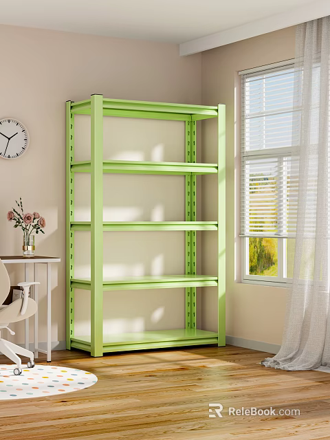 Green Multi Layer Shelving Unit For Indoor Storage And Display In Living Room 3d model 