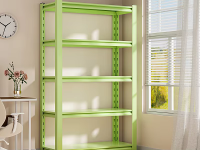 Green Multi Layer Shelving Unit For Indoor Storage And Display In Living Room 3d model