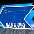 Blue Geometric Background Wall Featuring Star Pattern Text TO THE NEW FUTURE Promises New Era 3d model