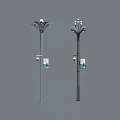 Outdoor Street Lights With Floral Top Design And Attached Information Panels
