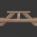 Wooden Square Outdoor Table with Attached Benches Simple Design for Patio Garden Use