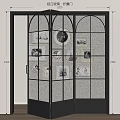 Black Framed Glass Folding Door with Decorative Picture Wall in Interior Design