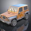 Vintage Off Road Car Model With Copper Blue Rustic Design And Detailed Wheels