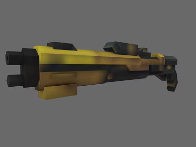 Cyberpunk shotgun low polygon voxel 3d model