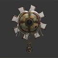Balloon Shaped Amusement Ride Featuring Colorful Patterns Propellers And Suspended Design