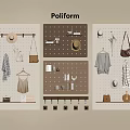 Poliform Wall Panel Design Featuring Hanging Hooks Shelves And Accessories Storage 3d model