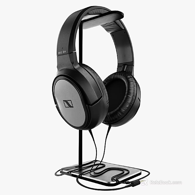 High Quality Audio Headphones Featuring Wired Design Comfortable Earcups And Stand 3d model