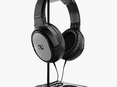 High Quality Audio Headphones Featuring Wired Design Comfortable Earcups And Stand 3d model