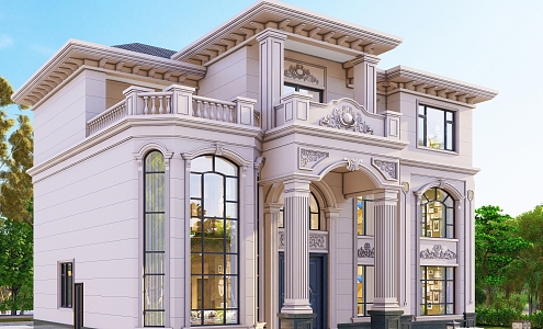 European-style single-family villa three-story single-family villa architectural appearance 3d model