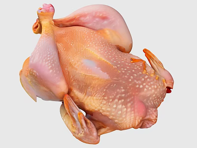 Fresh Raw Whole Chicken With Natural Pink Skin And Fresh Tender Meat 3d model
