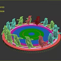 Penguin Figurines Arranged on Circular Platform Decorative Display Scene Setup
