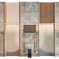 Modern Elevator Interior Design With Marble Wall And Metal Panel 3d model