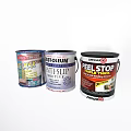 Industrial Equipment Featuring Paint Cans And Chemical Bottles Of Various Brands