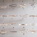 Modern Lighting Combinations With Diverse Circular Spiral Ring Shaped Pendant Lights 3d model