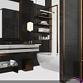 Elegant Modern Hotel Bathroom Interior Design With Large Mirror Marble Countertop And Freestanding Bathtub