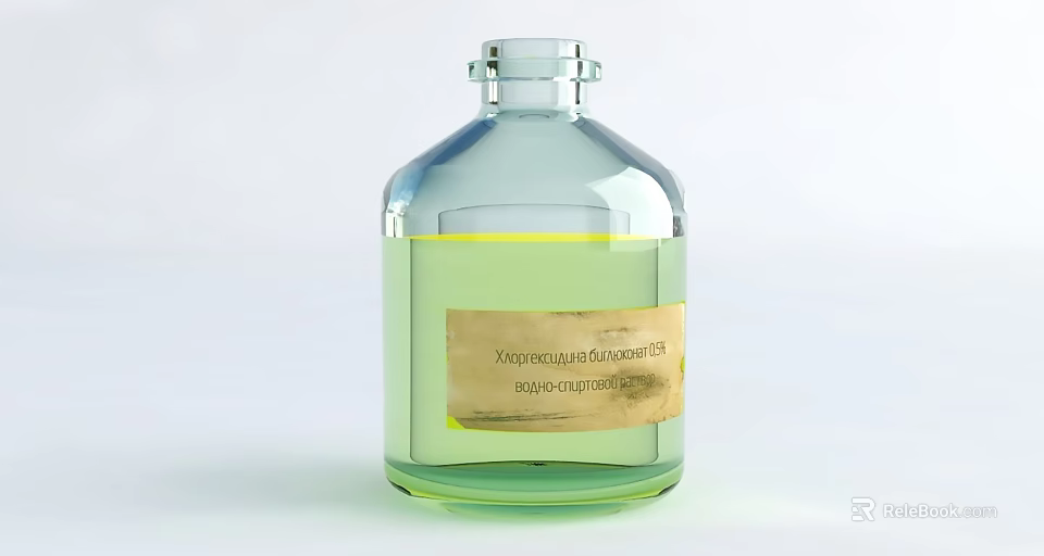 Ceramic Vessel With Green Liquid And Soap Cleanser Label Design 3d model 