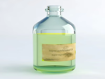 Ceramic Vessel With Green Liquid And Soap Cleanser Label Design 3d model