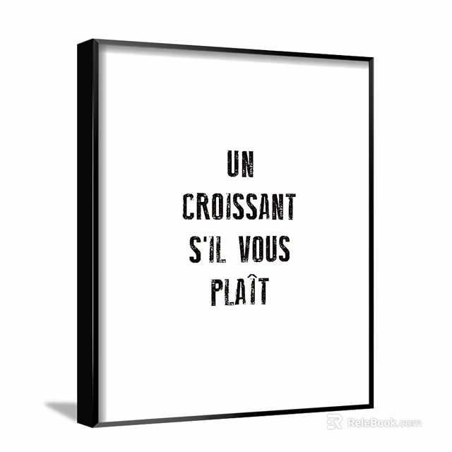 French Croissant Phrase Wall Art With Typography Design For Home Decor 3d model 