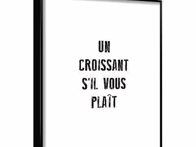 French Croissant Phrase Wall Art With Typography Design For Home Decor 3d model