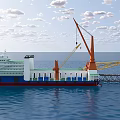Offshore Engineering Vessel With Marine Crane And Structural Components At Sea