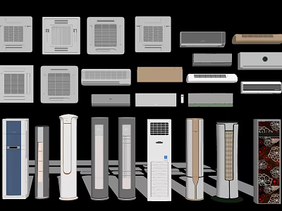 Various Types of Air Conditioners and Fans with Modern Designs for Home Cooling 3d model