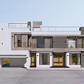 Modern Two Story Detached Villa Exterior With Balcony Garage And Large Windows