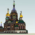 Ancient Architecture In Traditional Orthodox Style With Golden Domes Colorful Decorations And Crosses