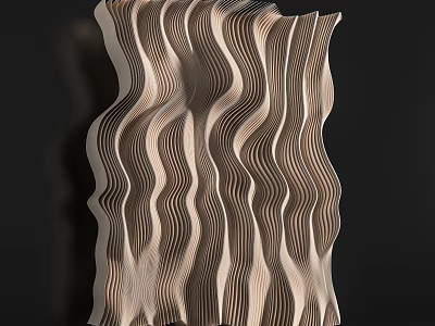 Modern Wavy Striped Decorative Sculpture In Beige And Dark Brown Tones 3d model
