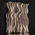 Modern Wavy Striped Decorative Sculpture In Beige And Dark Brown Tones